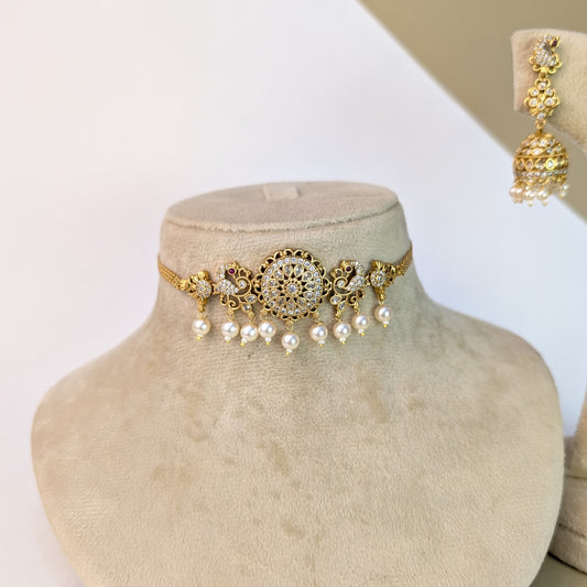 Mayura Peacock South Rajwadi Necklace Set