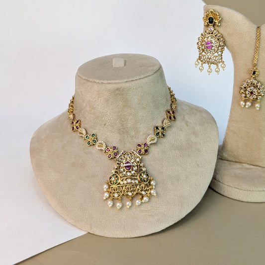 Simha Lion South Rajwadi Necklace Set