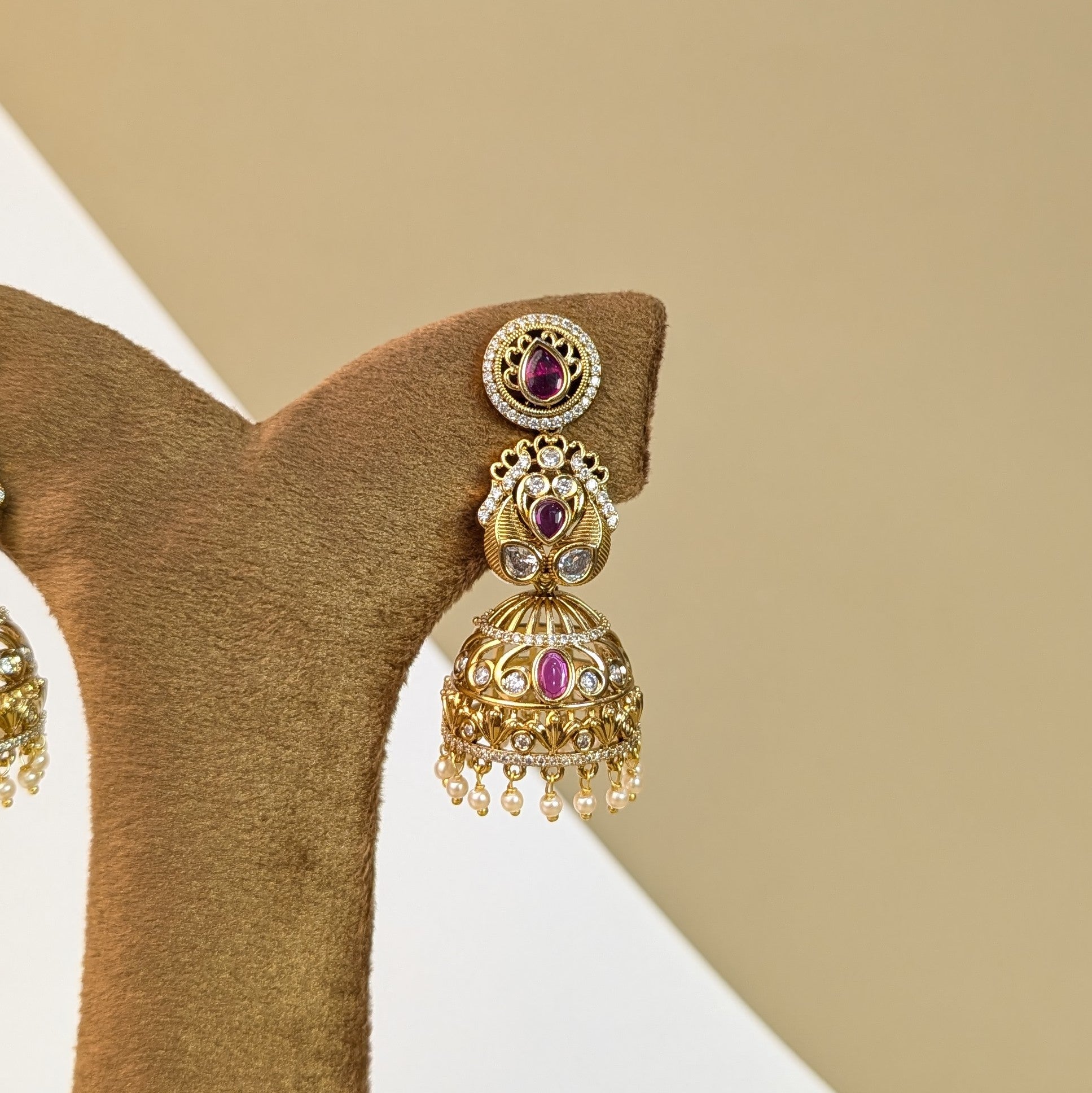 Emerald Mehfil Stone Jhumkis