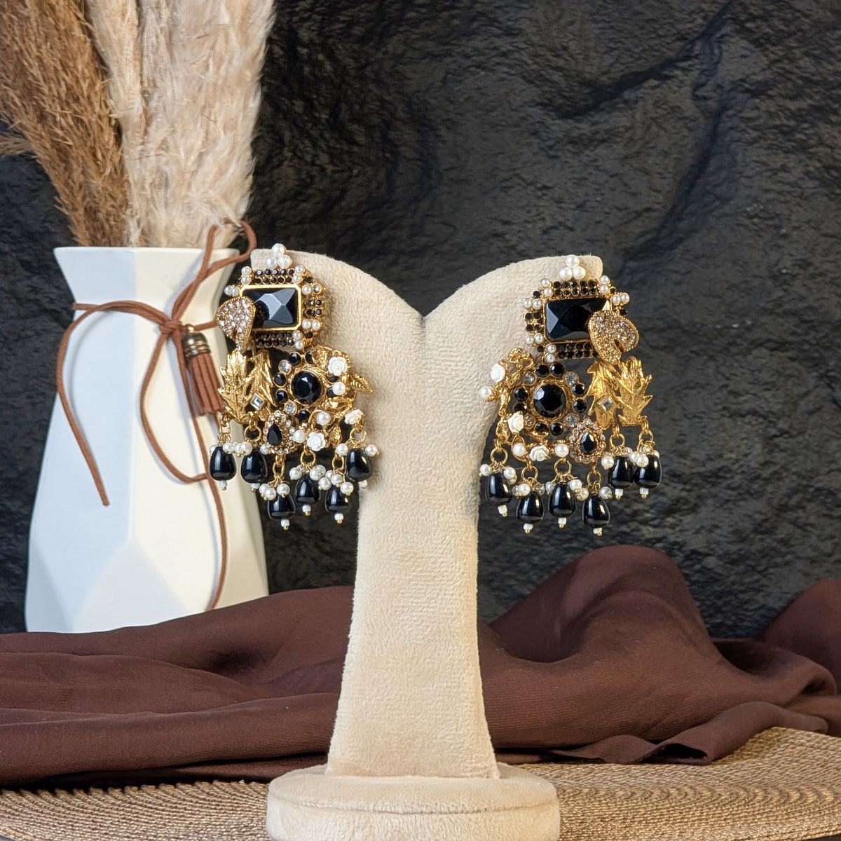 Midnight Pearl Tassel Earrings