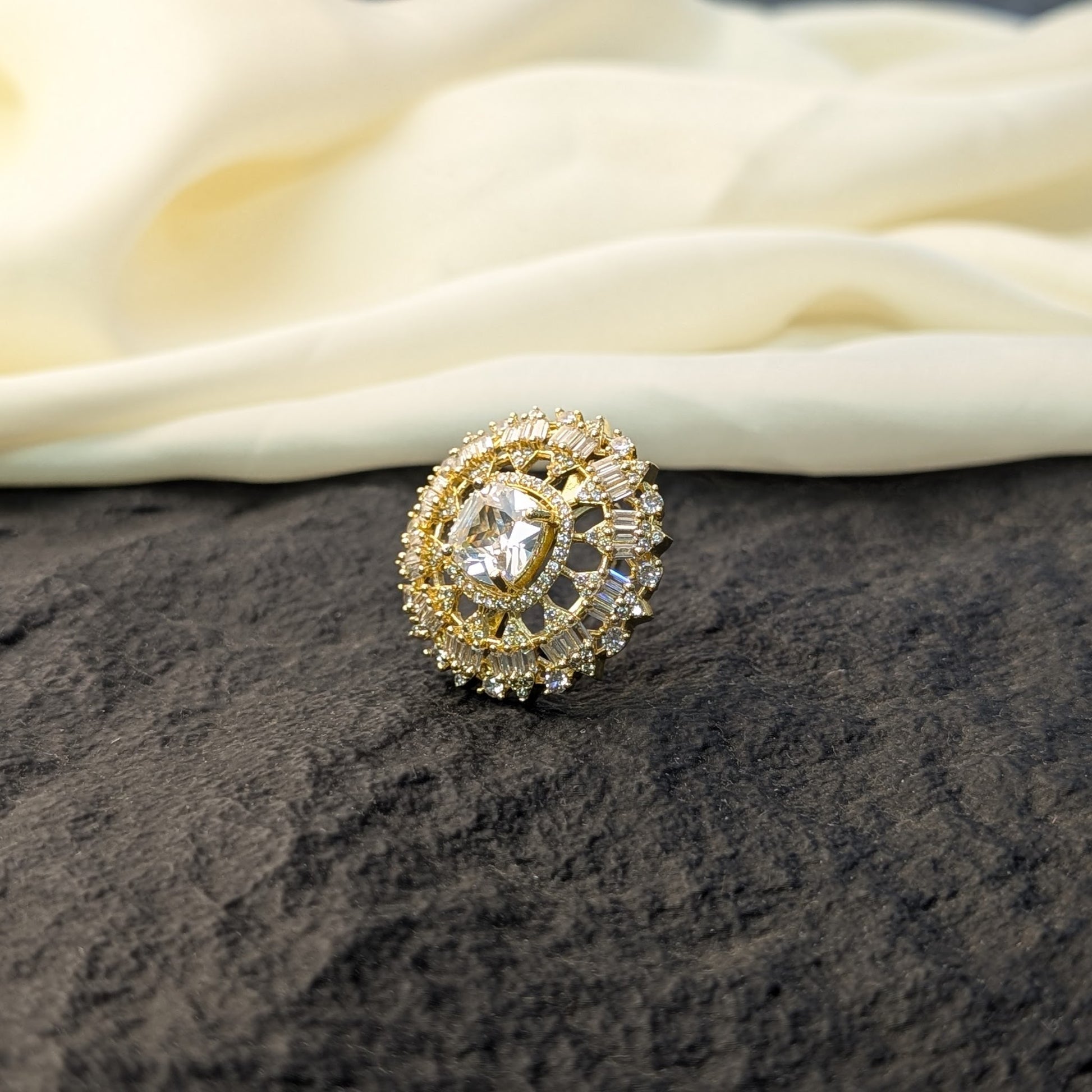 Pearl Crescent Zircon Ring