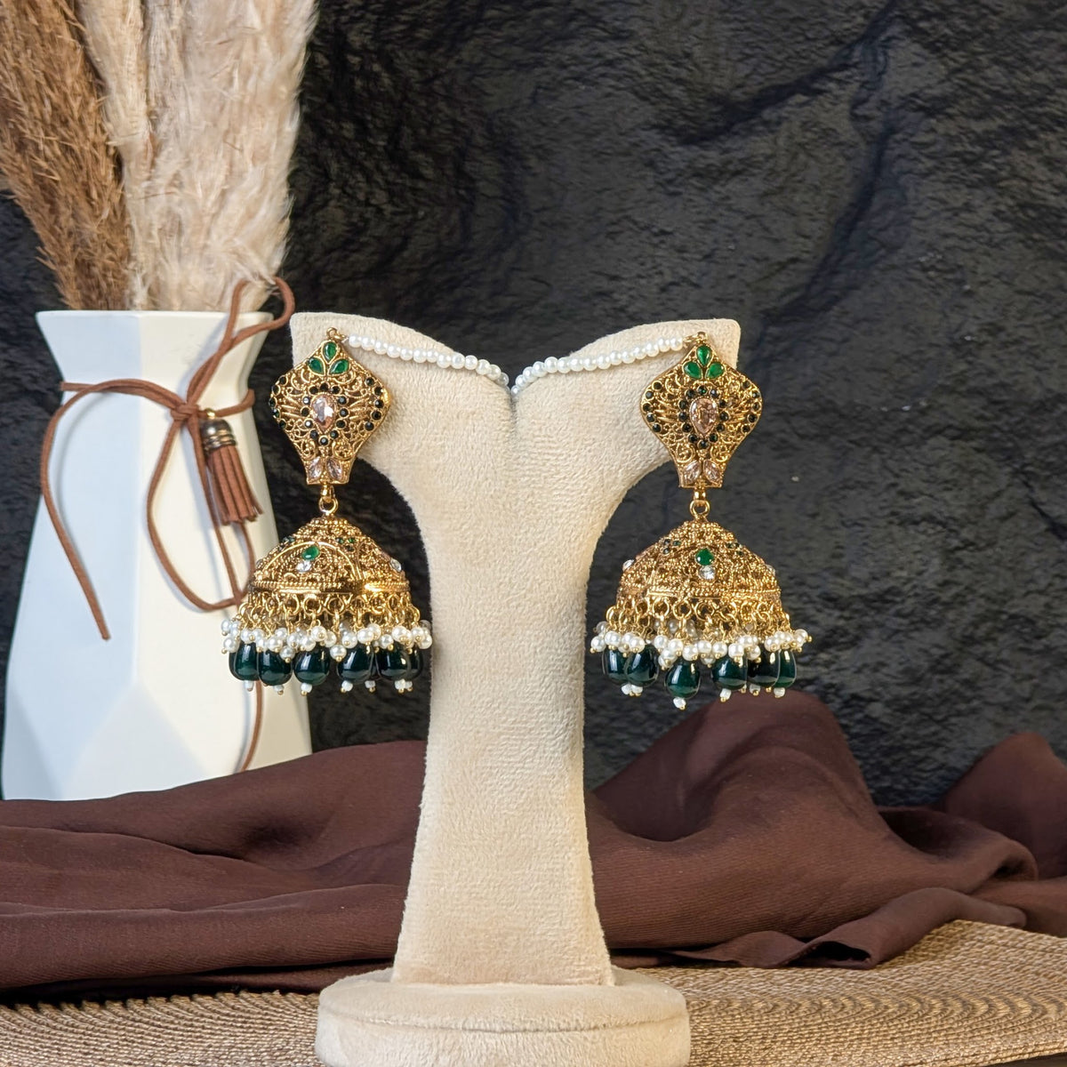 Black Onyx Jhumka Earrings