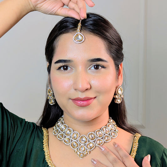 ELITE PEBBLE-CUT CHOKER KUNDAN NECKLACES