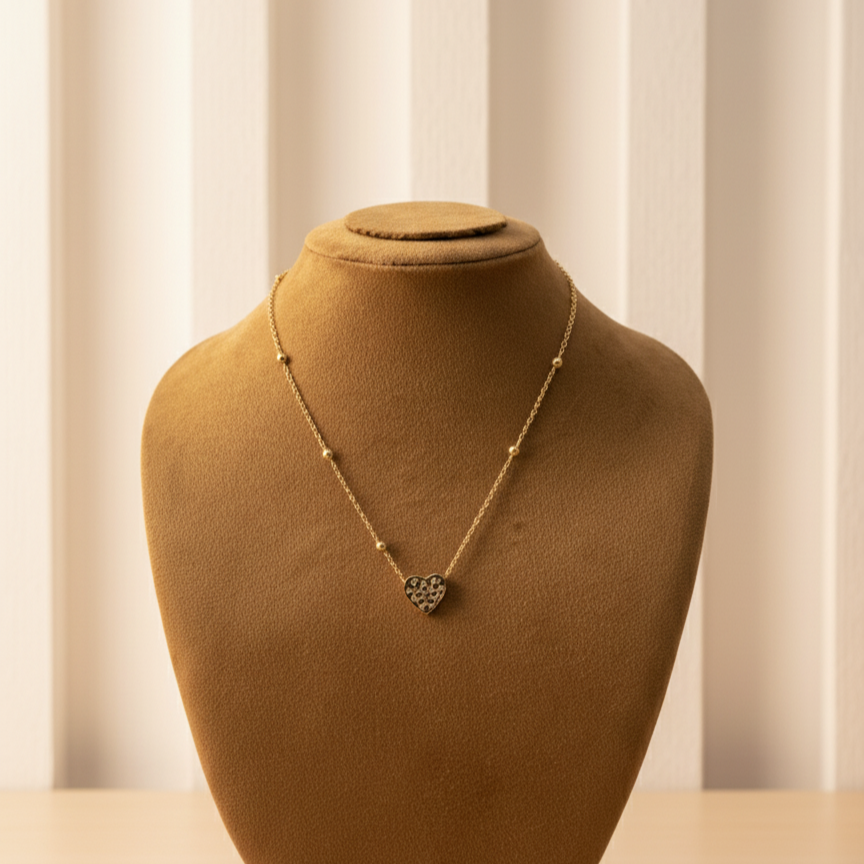 Black Crystal Heart Locket