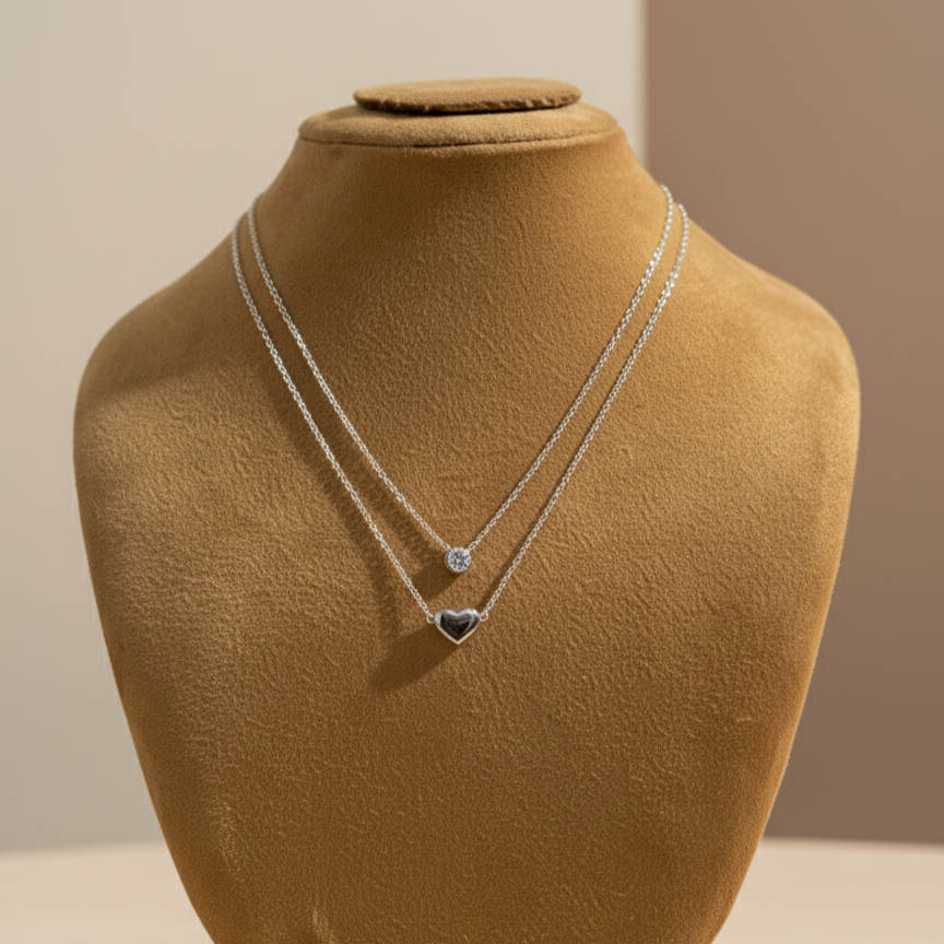 Duo Heart Sparkle Locket