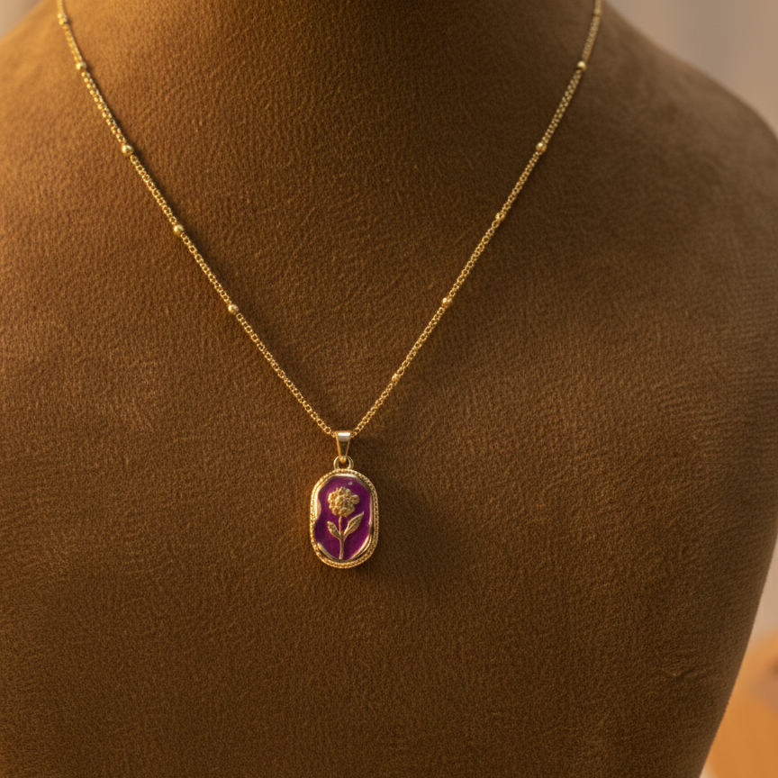 Violet Engraved Locket