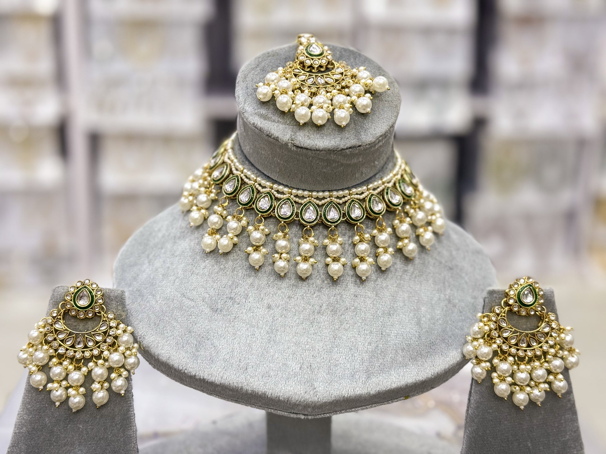 CHANDBALI DROPS KUNDAN ELEGANCE NECKLACE SET