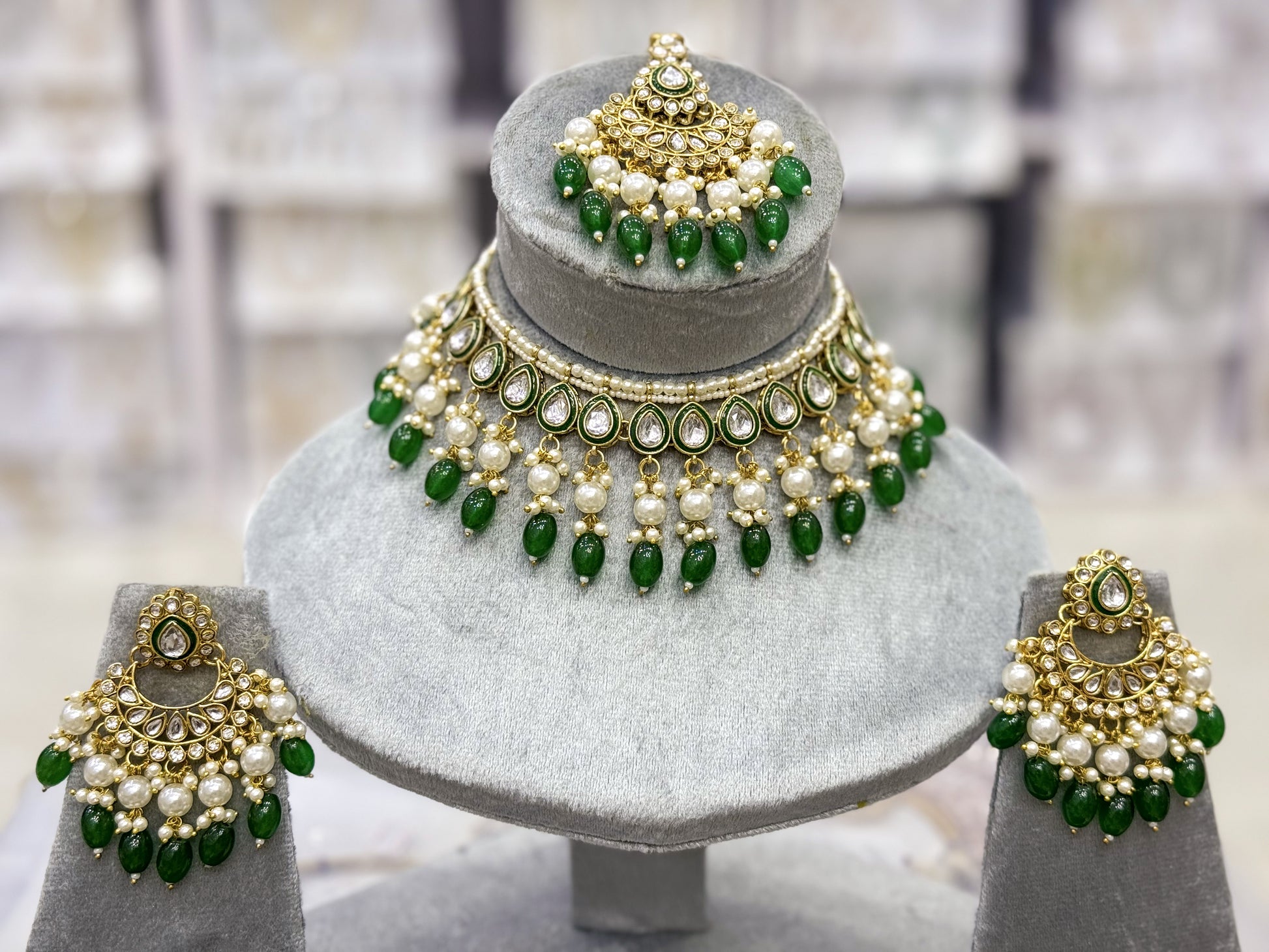 CHANDBALI DROPS KUNDAN ELEGANCE NECKLACE SET