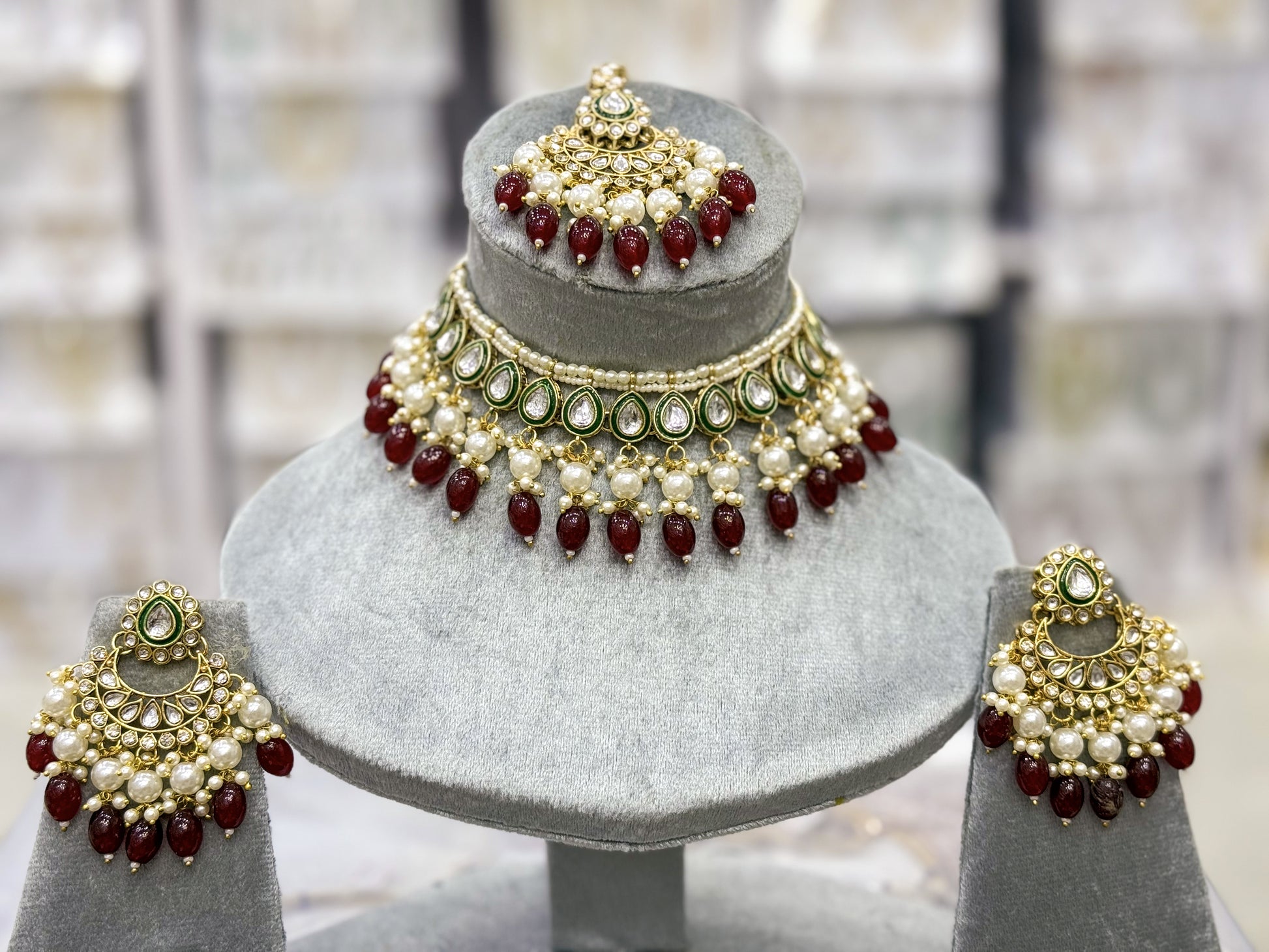 CHANDBALI DROPS KUNDAN ELEGANCE NECKLACE SET