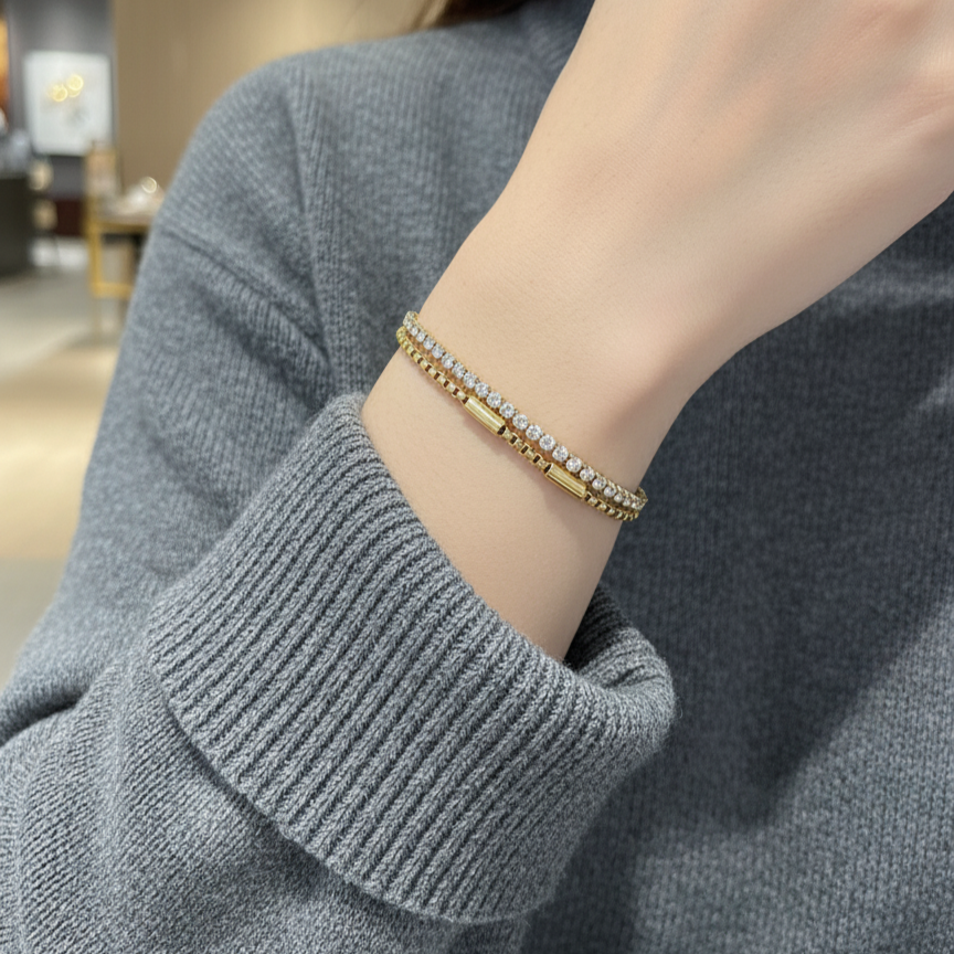 Double Row Crystal Bracelet