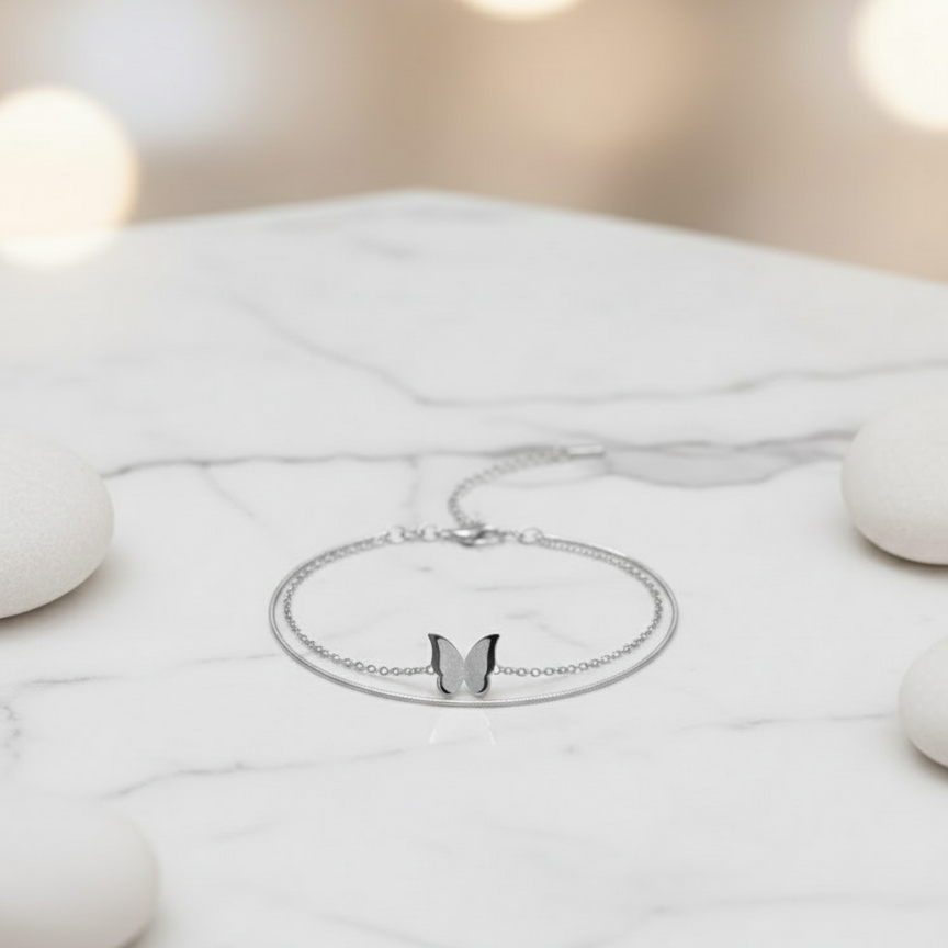 Butterfly Double Chain Bracelet