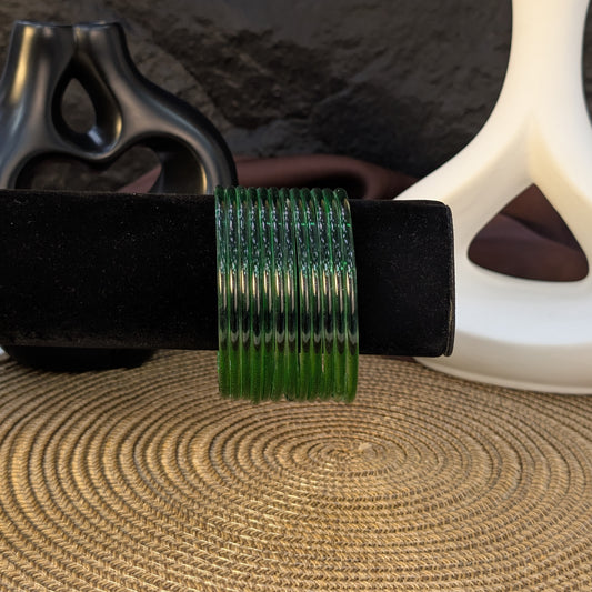 EMERALD TINT GLASS JELLY BANGLES