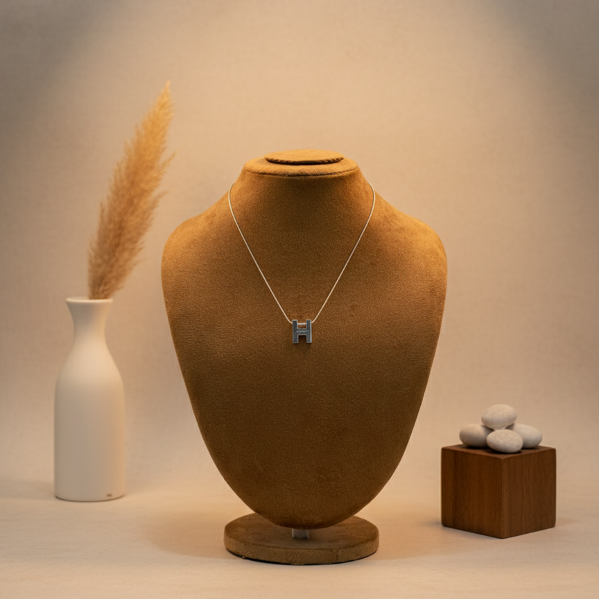 Statement Silver H Locket