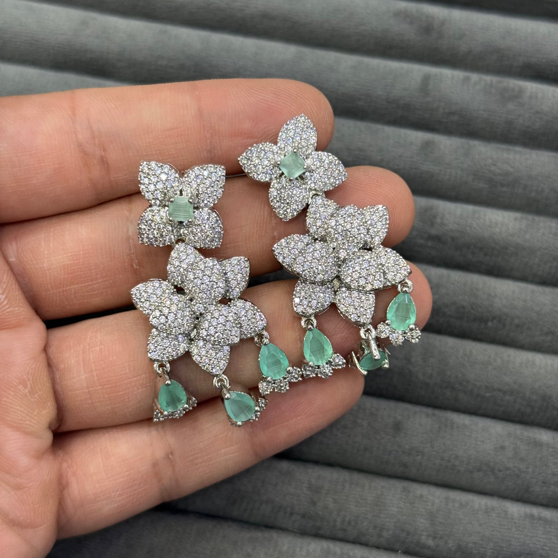 FLORA DUET ZIRCON EARRINGS