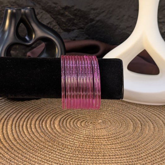 ROSE PINK GLASS JELLY BANGLES