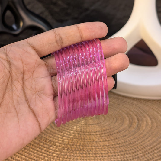 ROSE PINK GLASS JELLY BANGLES