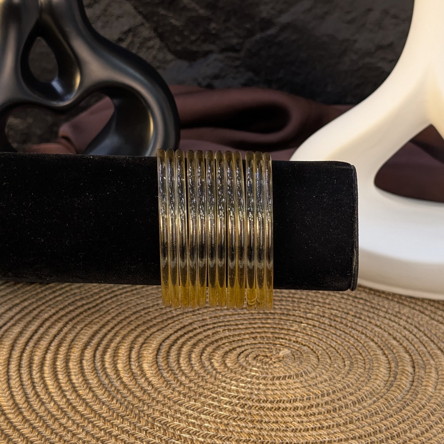 GOLDEN AMBER GLASS JELLY BANGLES