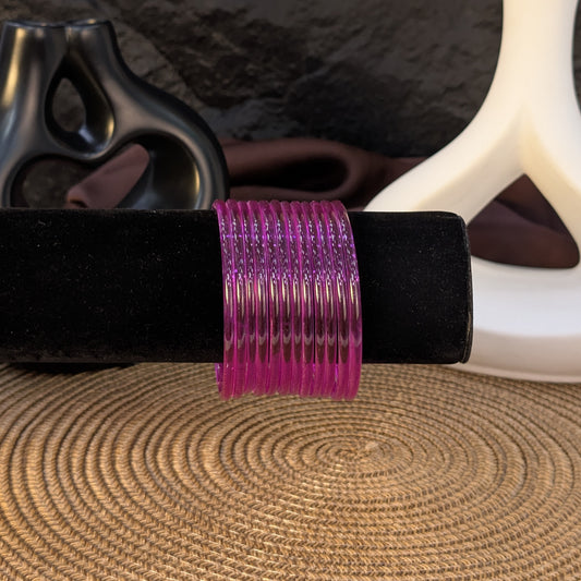 VIBRANT MAGENTA GLASS JELLY BANGLES