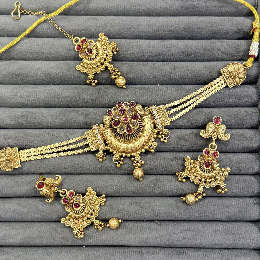 CHANDRA HAAR RAJWARI CHOKER SET