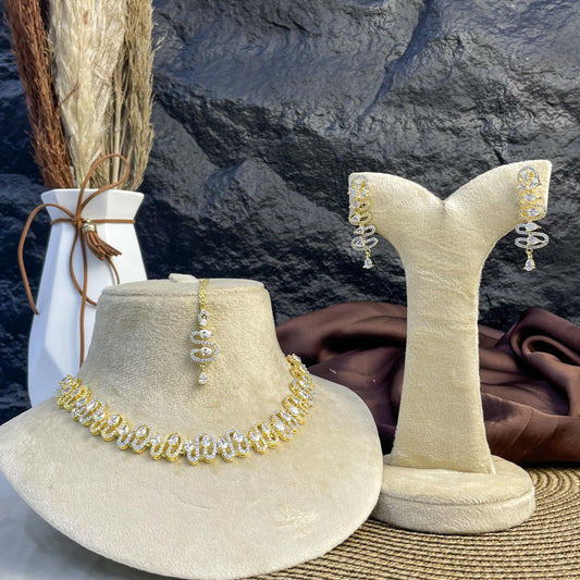 Gilded Wave Zircon NECKLACE SET