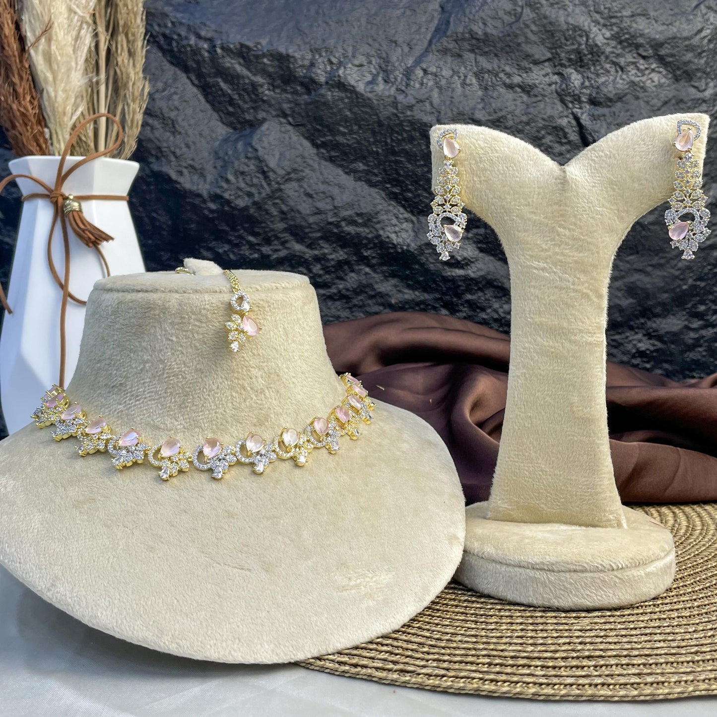 Floral Crest Zircon NECKLACE SET