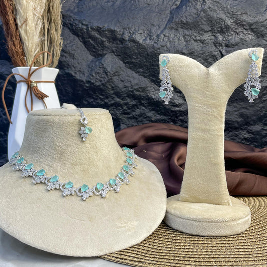 Argent Floral Zircon NECKLACE SET