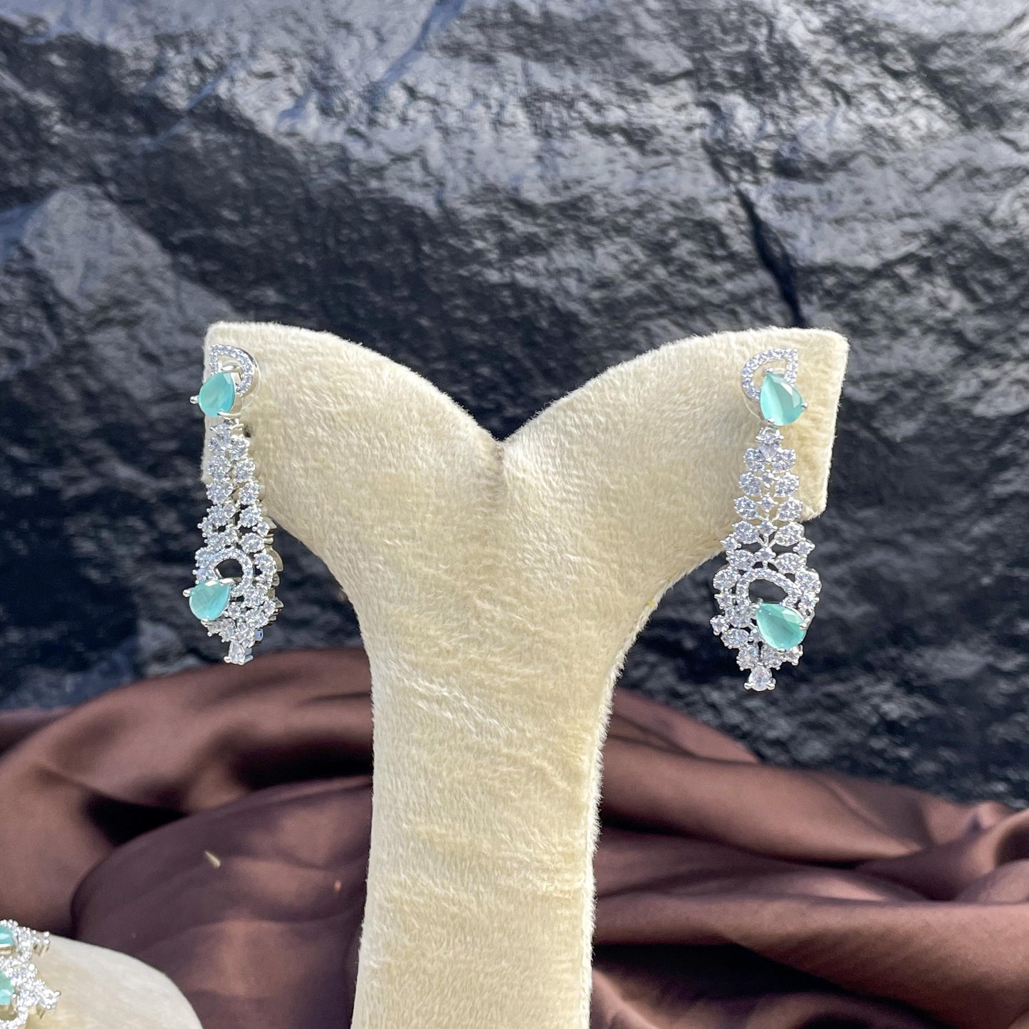 Argent Floral Zircon NECKLACE SET