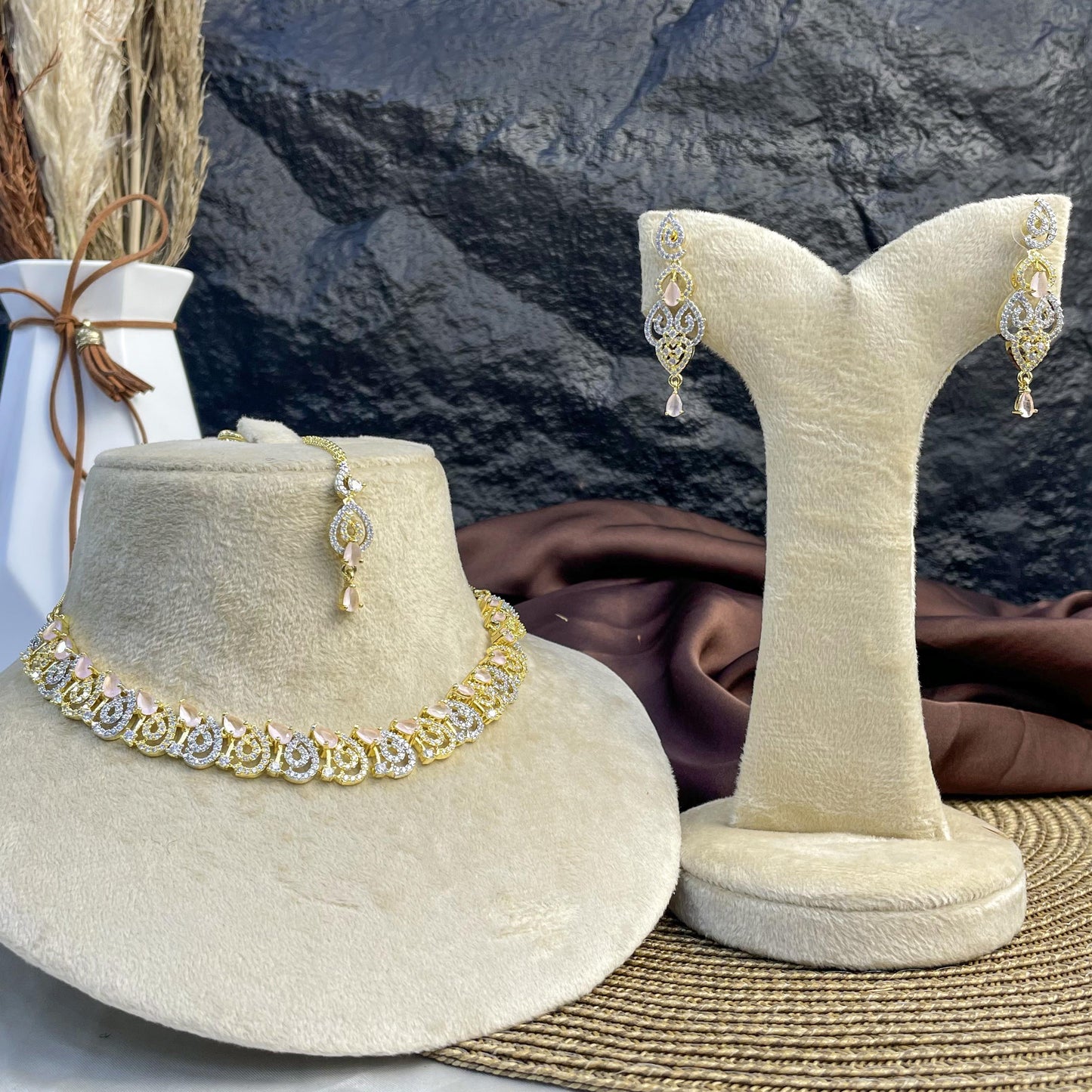 Leafy Marquise Zircon NECKLACE SET