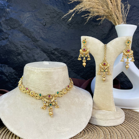 RAJWARI MAJESTIC BLOOM NECKLACE SET