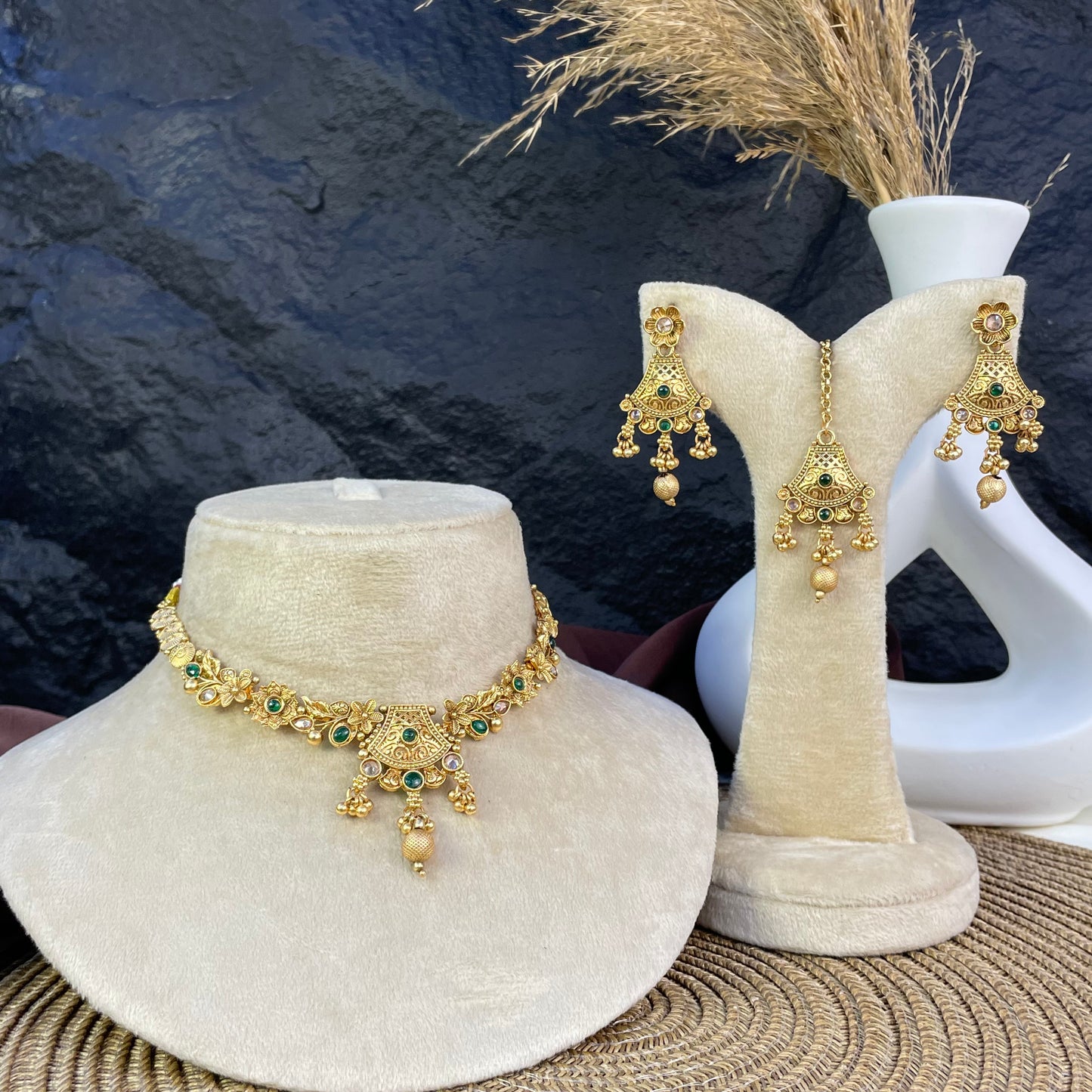 RAJWARI ARCHITECTURAL FILIGREE NECKLACE SET