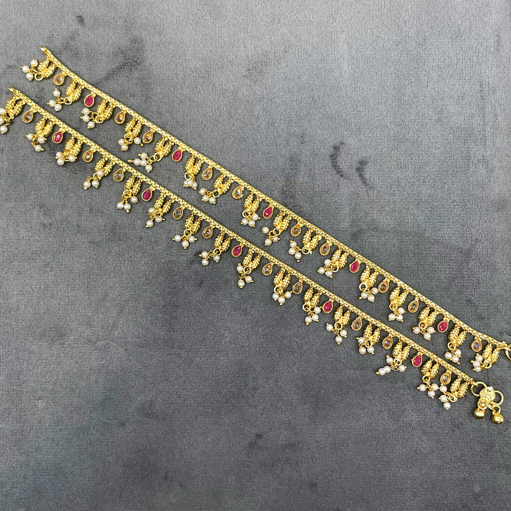 Heritage Charm Polki Copper Payal