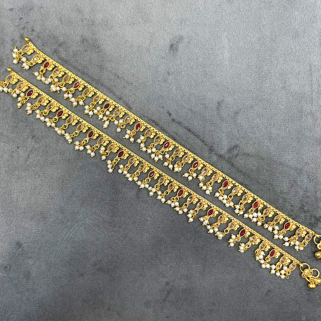 Opulent Pearl Polki Copper Payal