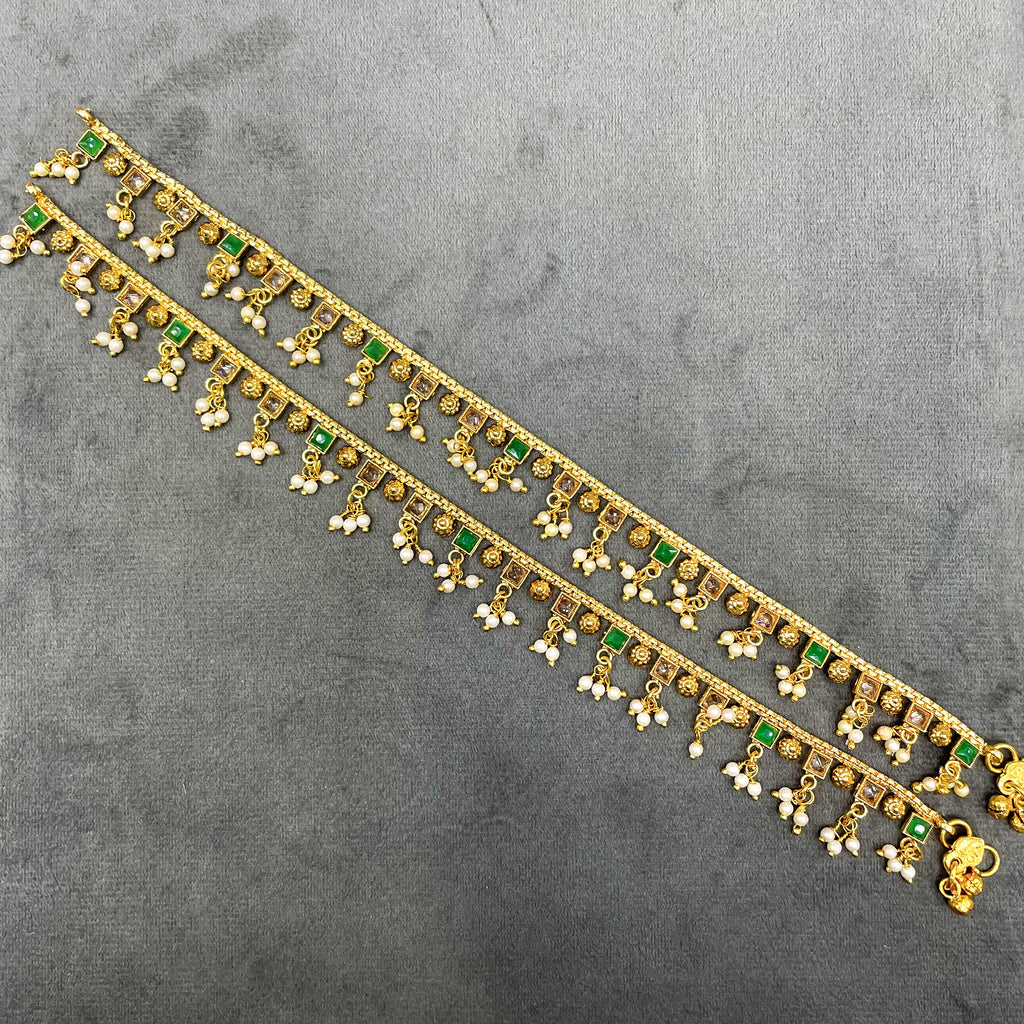 Eternal Radiance Polki Copper Payal