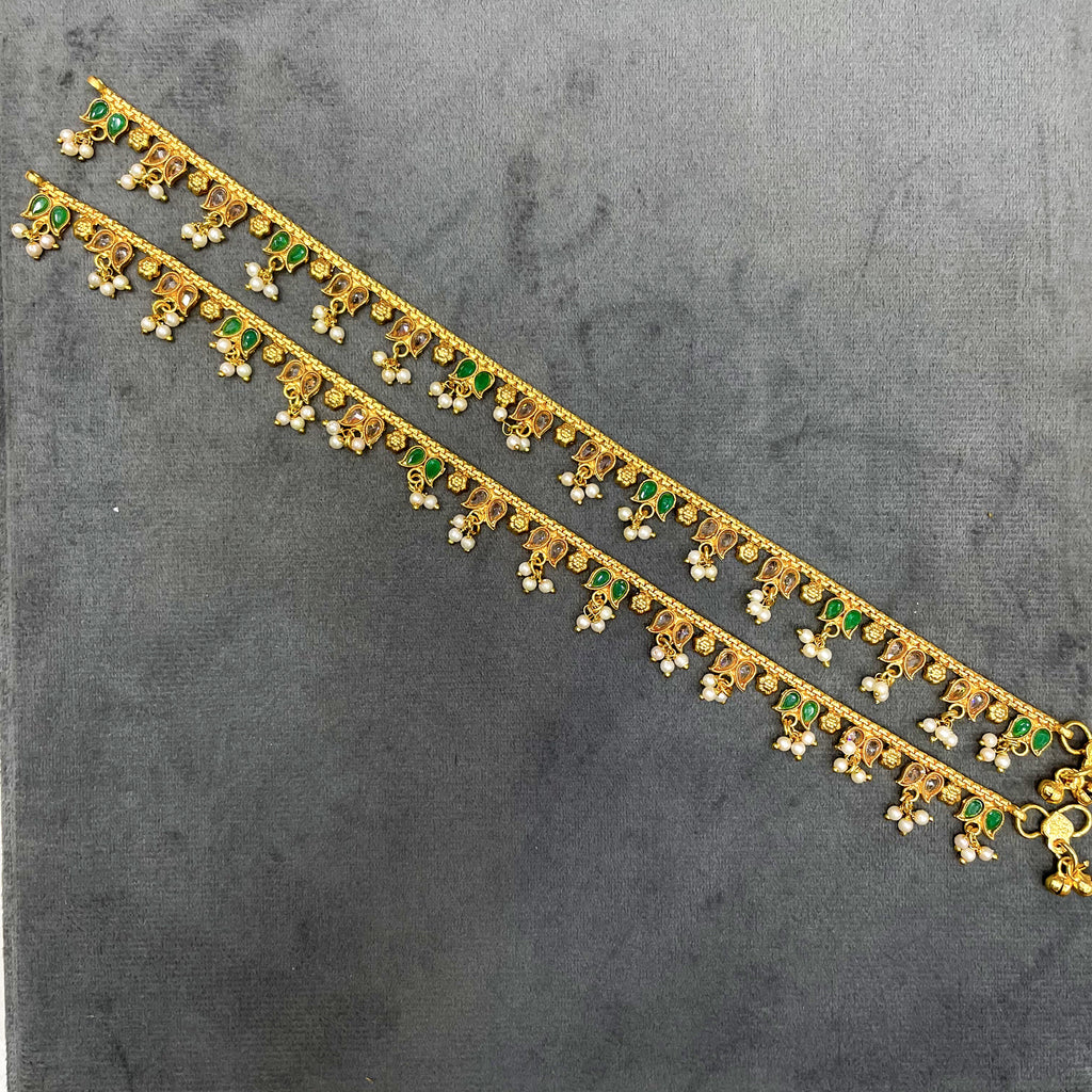 Festive Glow Polki Copper Payal