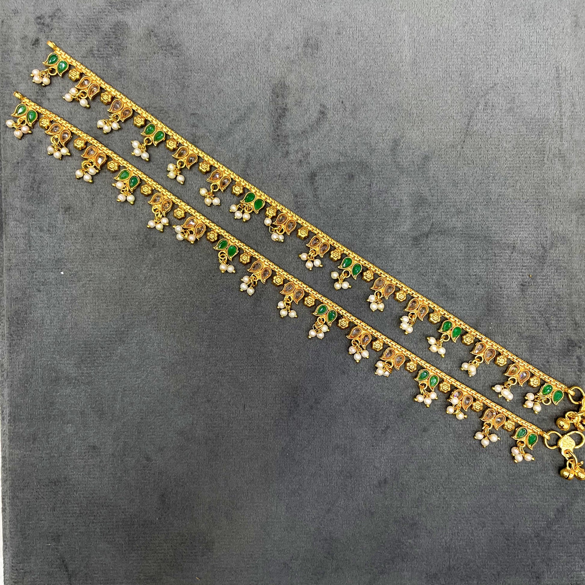 Festive Glow Polki Copper Payal