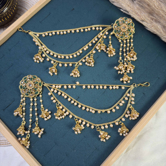 Classic emerald polki sahara copper earring