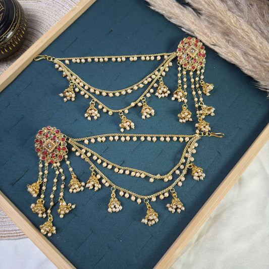 Majestic maroon polki sahara copper earring