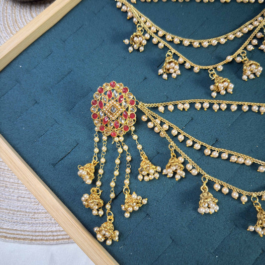 Majestic maroon polki sahara copper earring