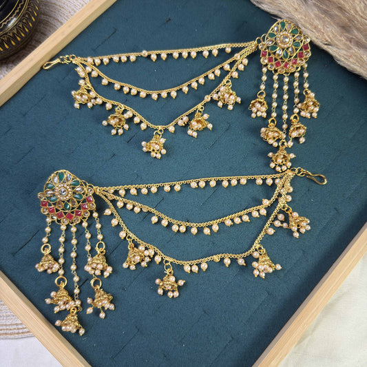 Empress green polki sahara copper earring