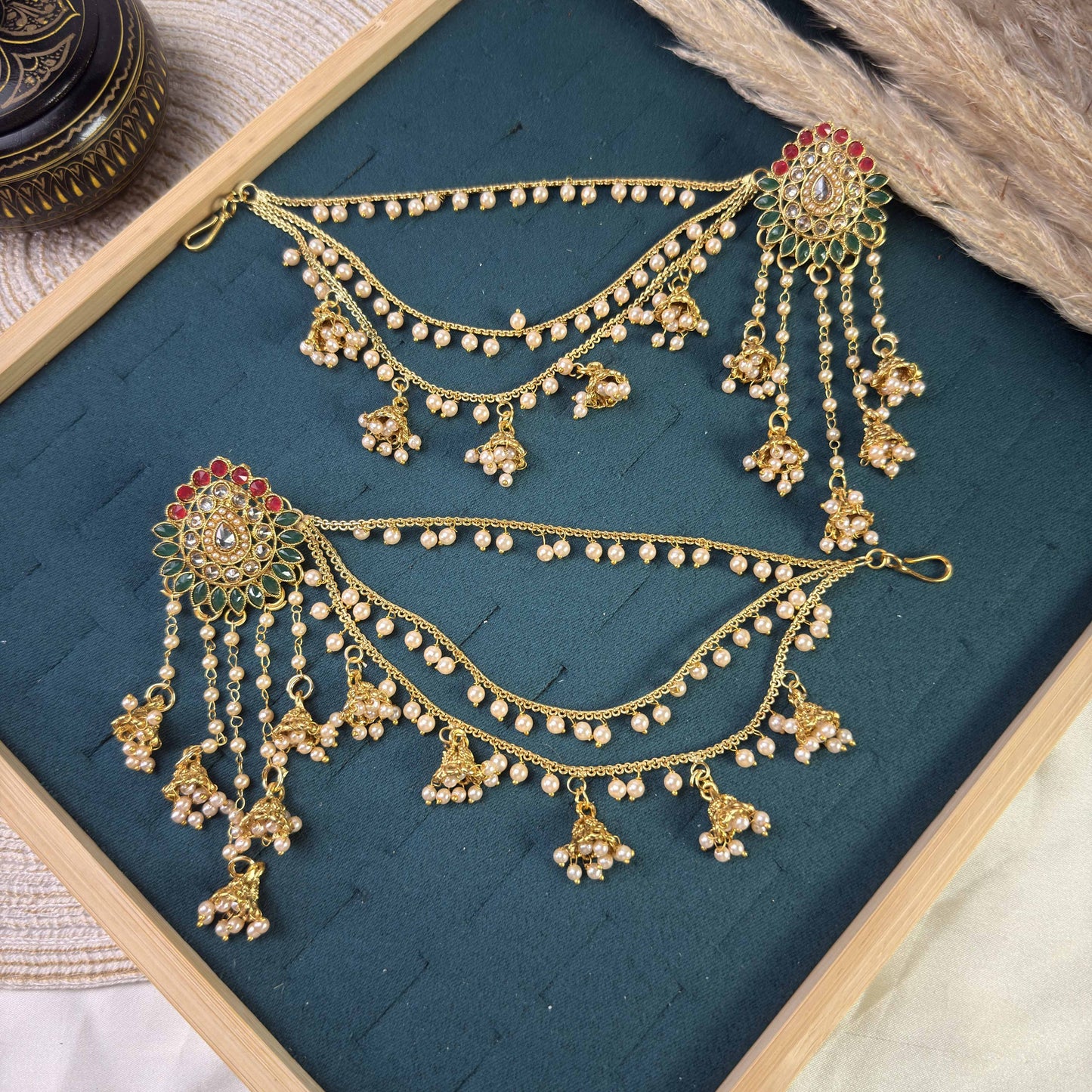 Midnight blue polki sahara copper earring