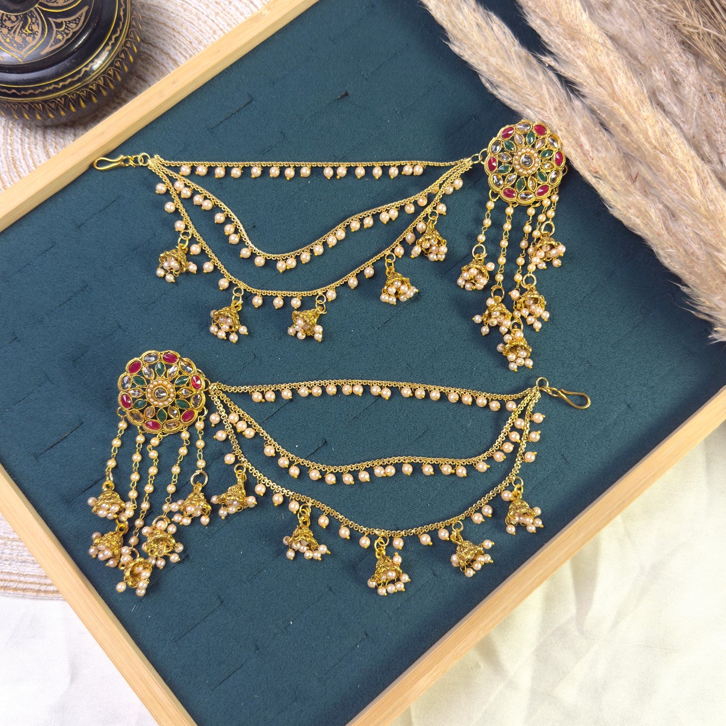 Ruby emerald polki sahara copper earring