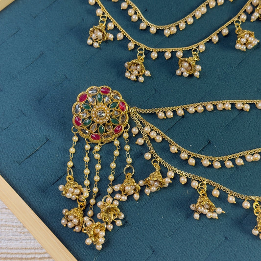 Ruby emerald polki sahara copper earring