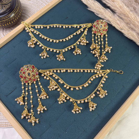 Antique champagne polki sahara copper earring