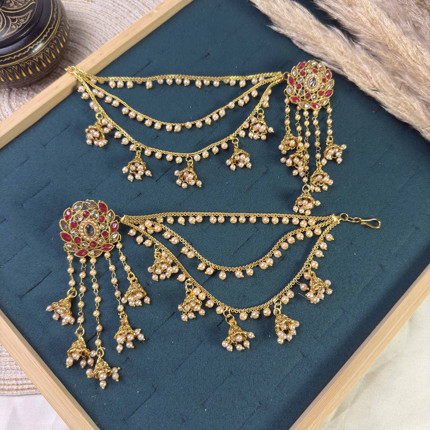 Antique champagne polki sahara copper earring