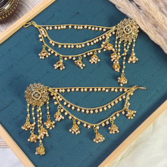 Crystal polki blossom sahara copper earring