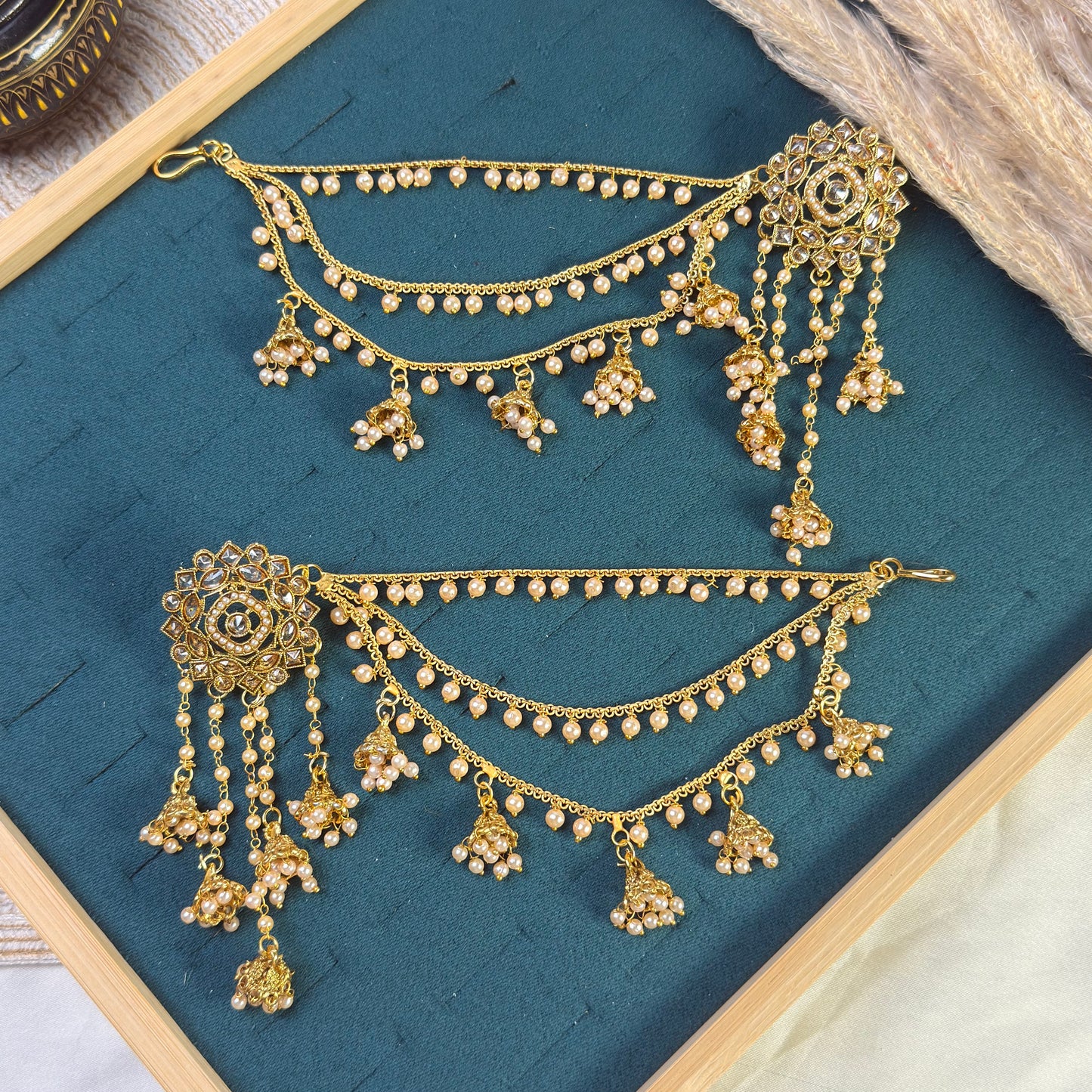 Crystal polki blossom sahara copper earring