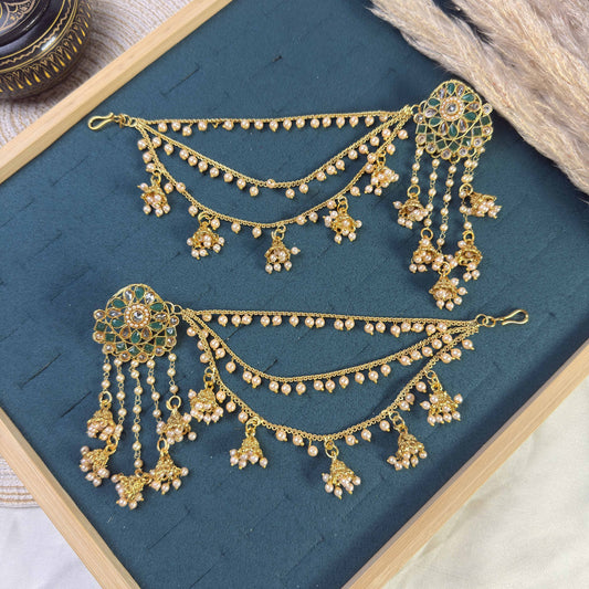 Forest green polki sahara copper earring