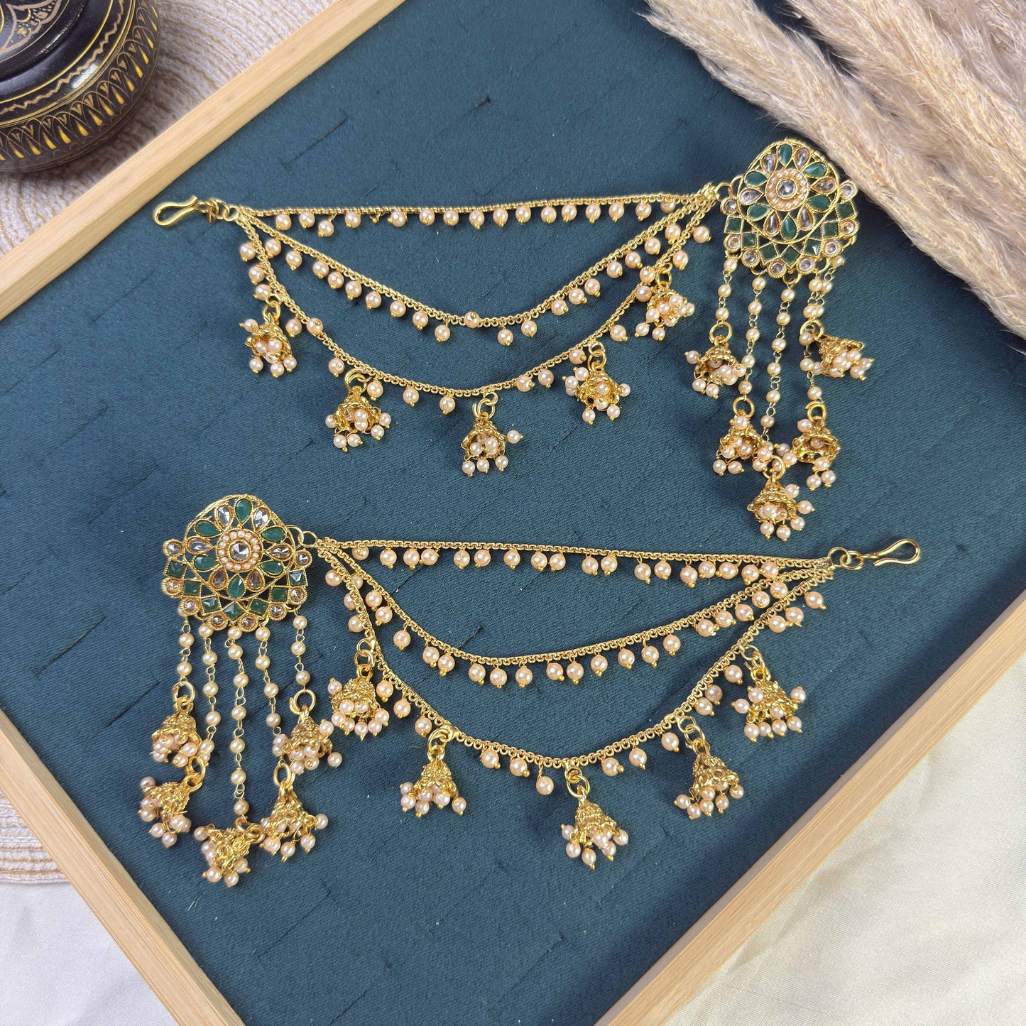 Forest green polki sahara copper earring