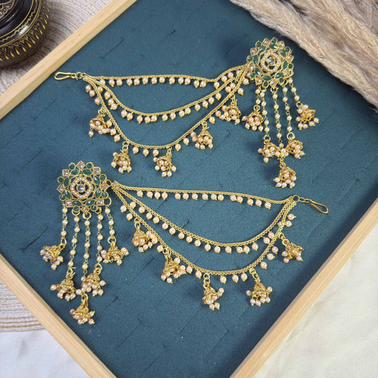 Antique emerald polki sahara copper earring