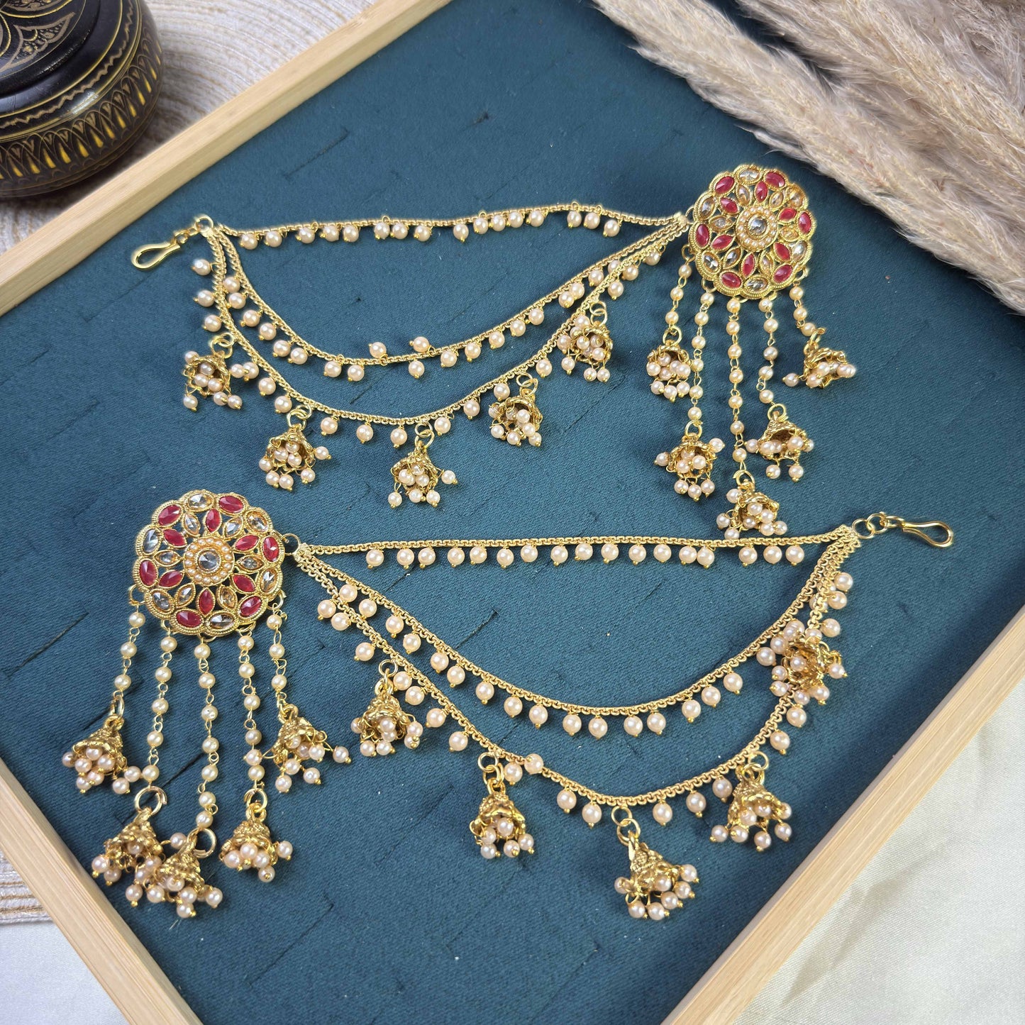 Crimson petal polki sahara copper earring